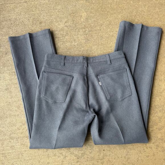 VTG 80s Levi's 517 Gray Sta Press Boot Cut Polyester Dress Pants White Tab 36x34 - Picture 1 of 12